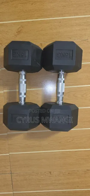 15 KGS Stainless Steel Hexagon Dumbell Pair