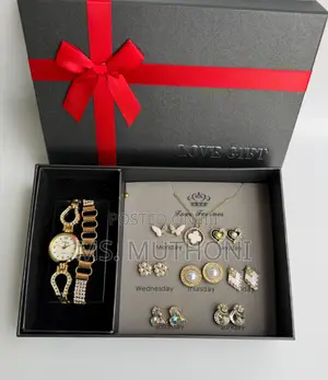 Ladies 9-Piece Daily Luxury Jewelry and Watch Set