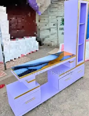 Extended Tv Stand With Marble Coating Shelf Cabinet