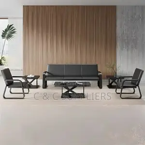 5-Seater Black Office Sofa Set
