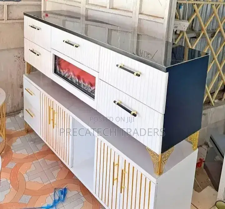 Tv Stand Elegant Entertainment Unit With Led Fireplace
