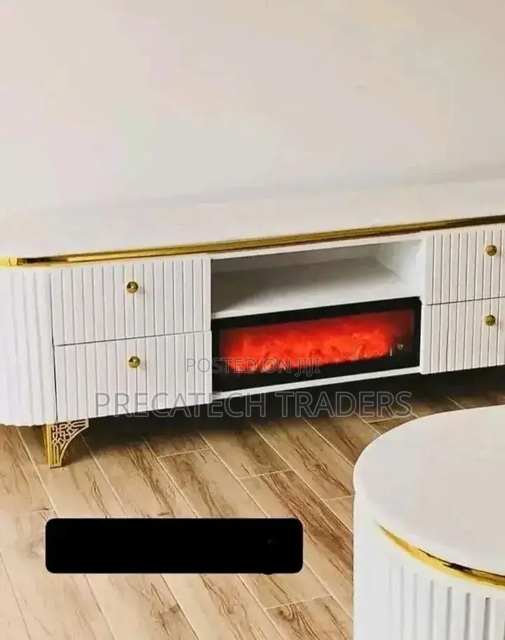 Tv Stand Elegant Entertainment Unit With Led Fireplace