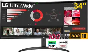 Lg 34 Inch Ultrawide WQHD 100hz Monitor 34wr55qk-B
