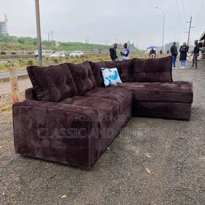 Luxurious L-Shaped (Corner Seat) Dark Brown Sofa