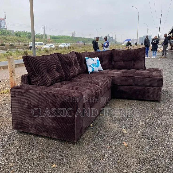 Luxurious L-Shaped (Corner Seat) Dark Brown Sofa