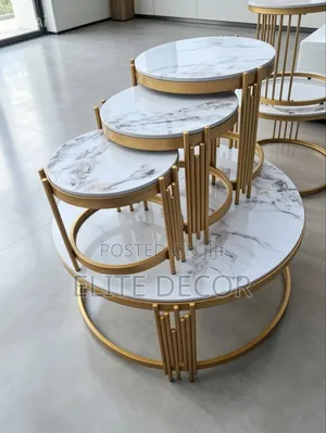 Executive Pure Marble Nesting Coffee Table – Luxury Living Room Table