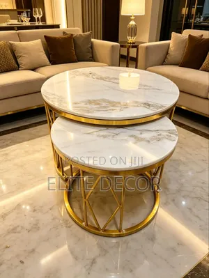Modern Luxury 2 in 1 Pure Marble Nesting Coffee Tables