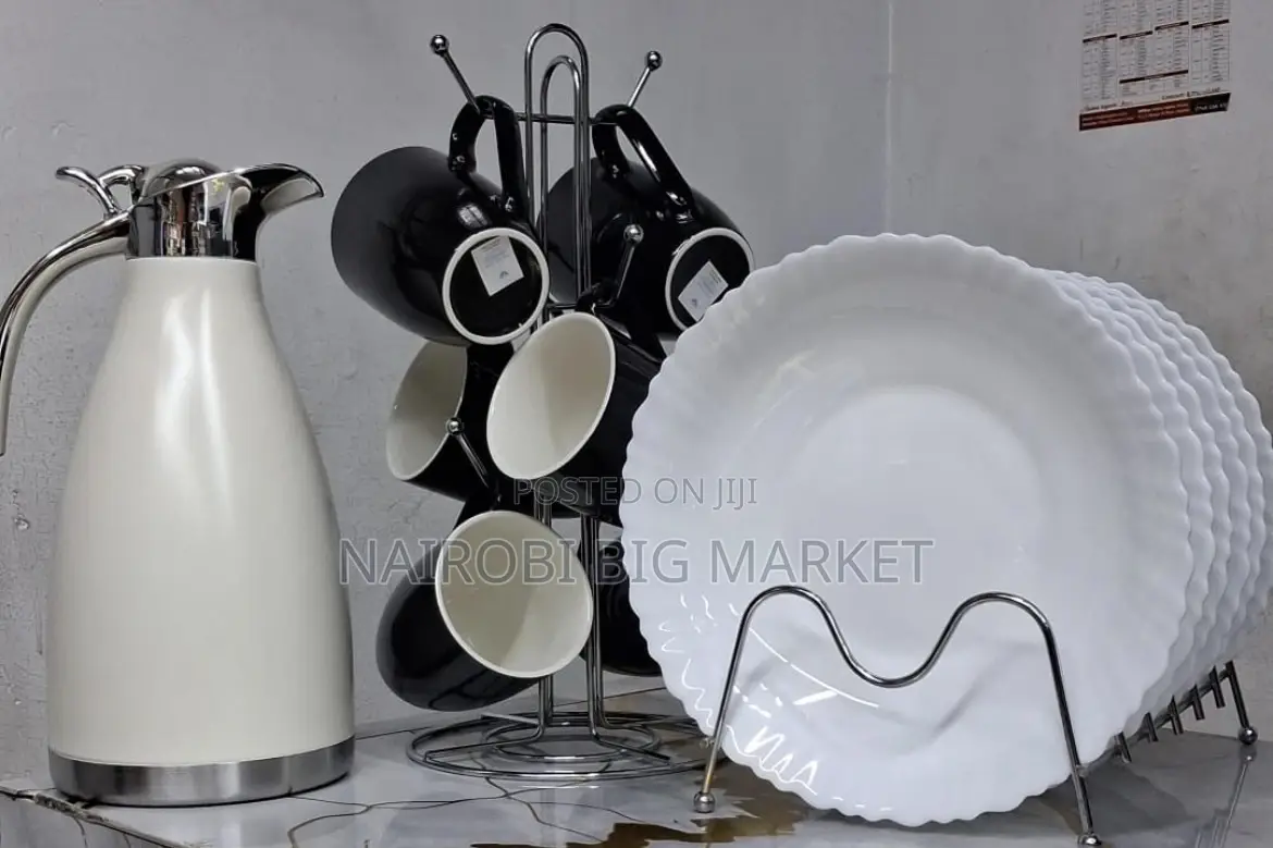 Quality Breakfast Set 6pc Mugs 6pc Plate 1pc Flask