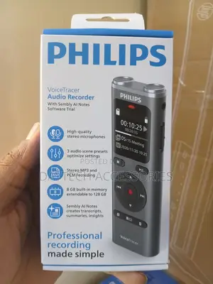 Philips Dvt2075 Voicetracer Audio Recorder 8gb, Mp3 Stereo.