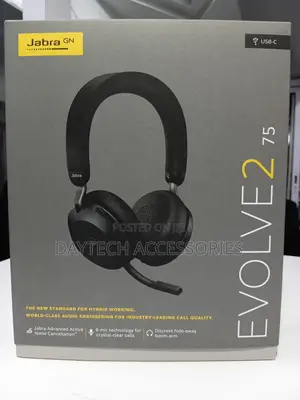 These Are Jabra Evolve2 75 Wireless Headphones in Black.