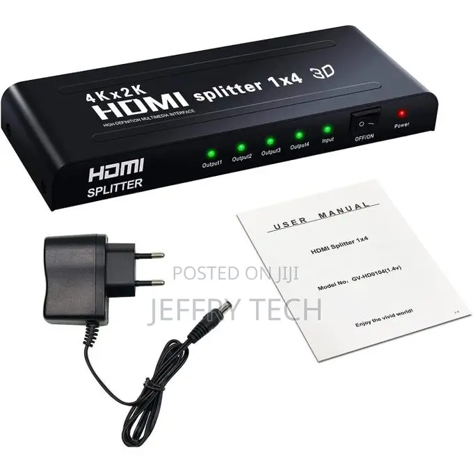 Hdmi Splitter 1 in 4 Outputs, Display Cable for 4 Screens Simultany