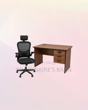 Practical 1m Desk and Black Flip-Up Arms Chair for Compact Spaces