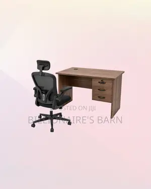 Practical 1m Desk and Black Flip-Up Arms Chair for Office Corners