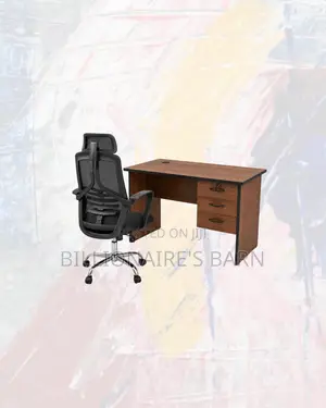 Practical Desk and High-Back Ergonomic Mesh Chair for Office Routines
