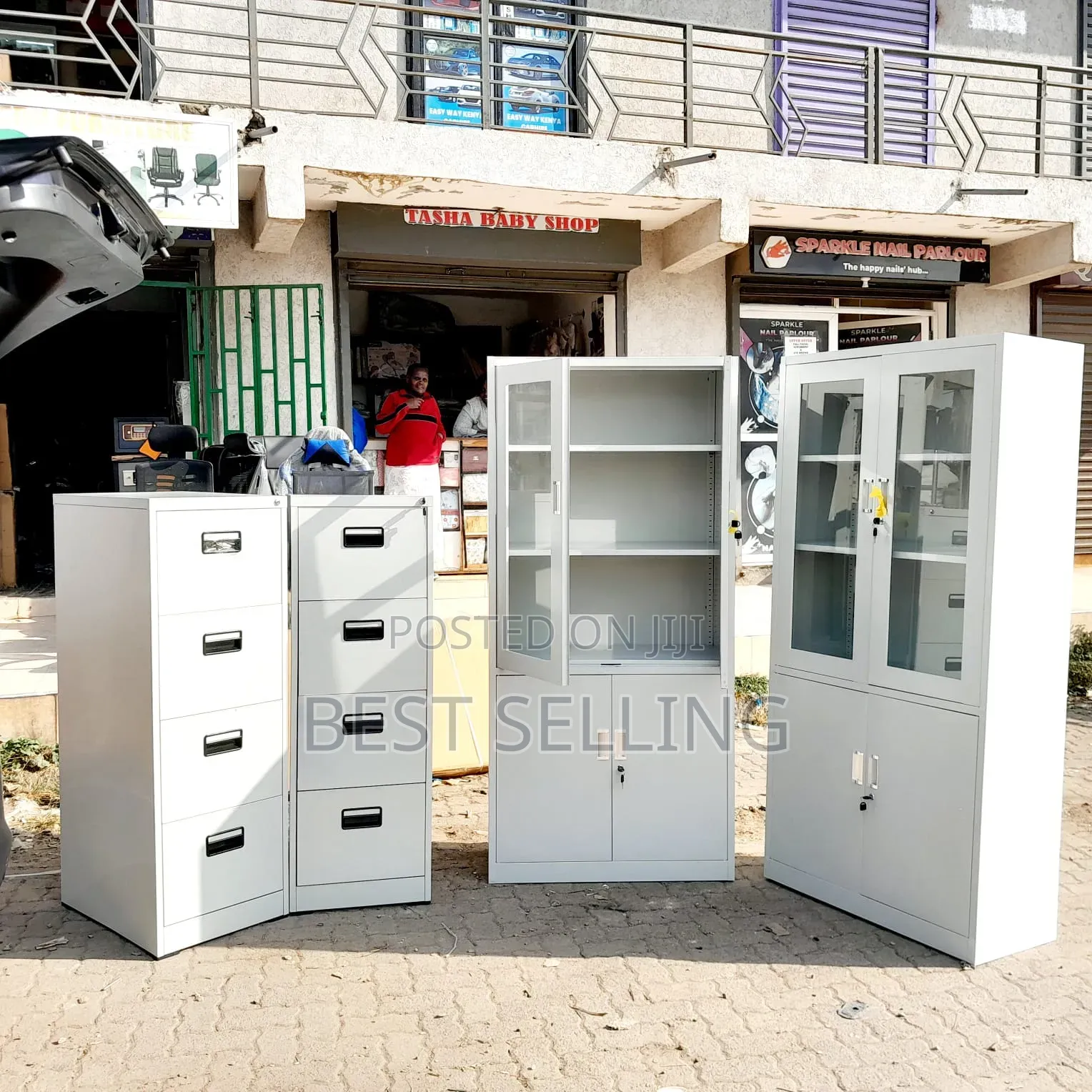 Metallic Half Glass File Cabinet