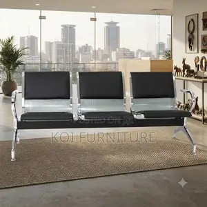 Office Benches; Three Seaters Reception Bench With Leather Cushion