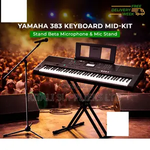 Yamaha 383 Keyboard Bundle – Beta Mic + Mic Stand + Keyboard Stand