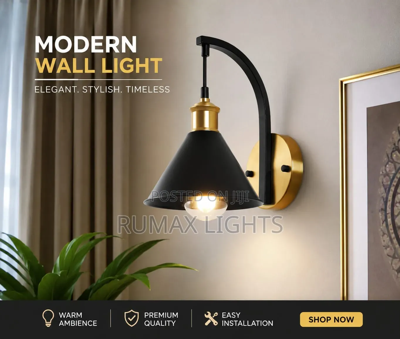 #Modern Black Gold Wall Light