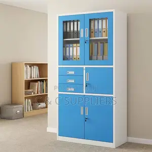 2-Door Blue Steel Storage Cabinet With Safe