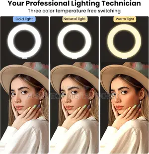 Desktop Ring Light With Dual Phone Holder Adjustable Tripod Stand