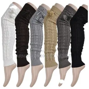 Knitted Thick Leg Warmers – Soft Winter Knee High Fashion Warm Socks