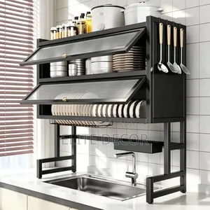 2 Layer Over The Sink Kitchen Rack With Glass Acrylic Cover