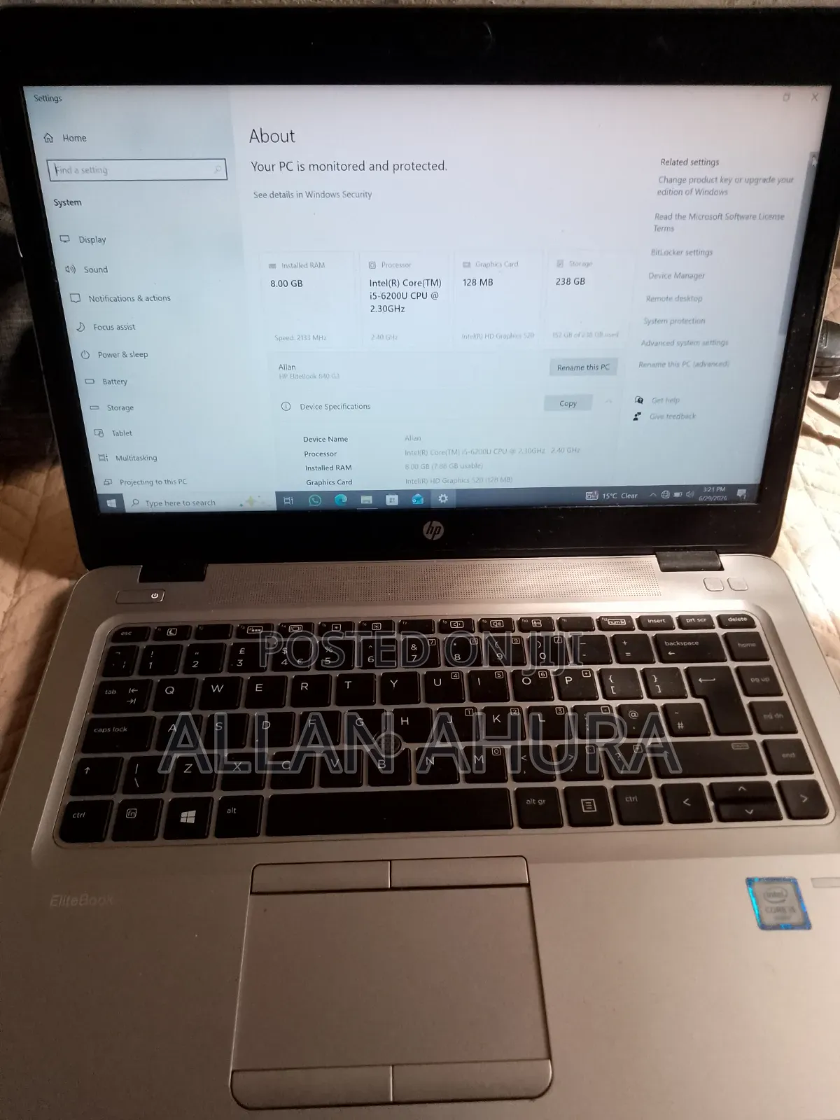 Laptop HP EliteBook 840 G3 8GB Intel Core i5 SSD 256GB