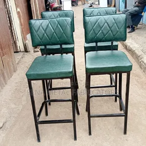 Bar High Stools With Black Metal Frame.