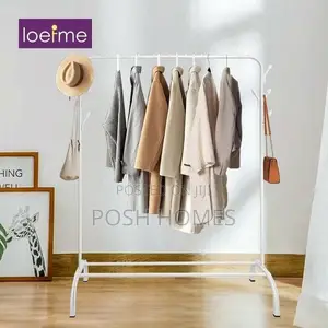 Single Pole Standing Iron Cloth Drying Rack With an Under Shoe Rack*