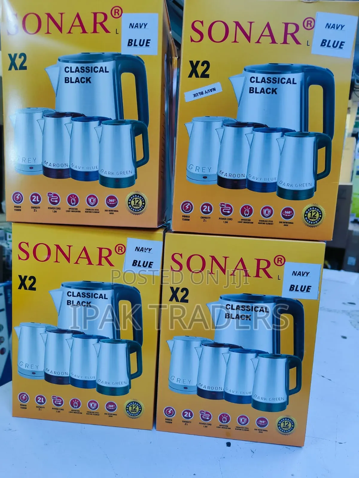 Sonar 2 Litre Cordless Plastic Kettle