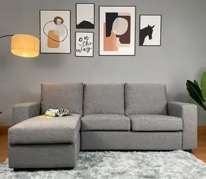 Home Sofa: Gray Spring Cushion L-Shaped Sectional Sofa