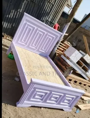 4x6 Wooden Bed With a Modern Geographic Panels