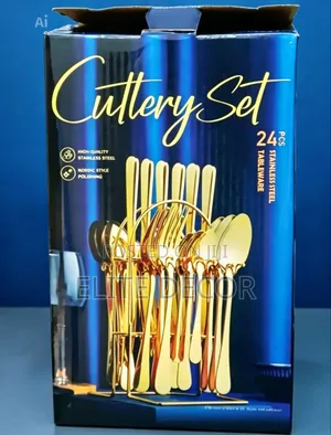 24 Pieces Gold Cutlery Set –Stainless Steel Spoon, Fork Knife Set