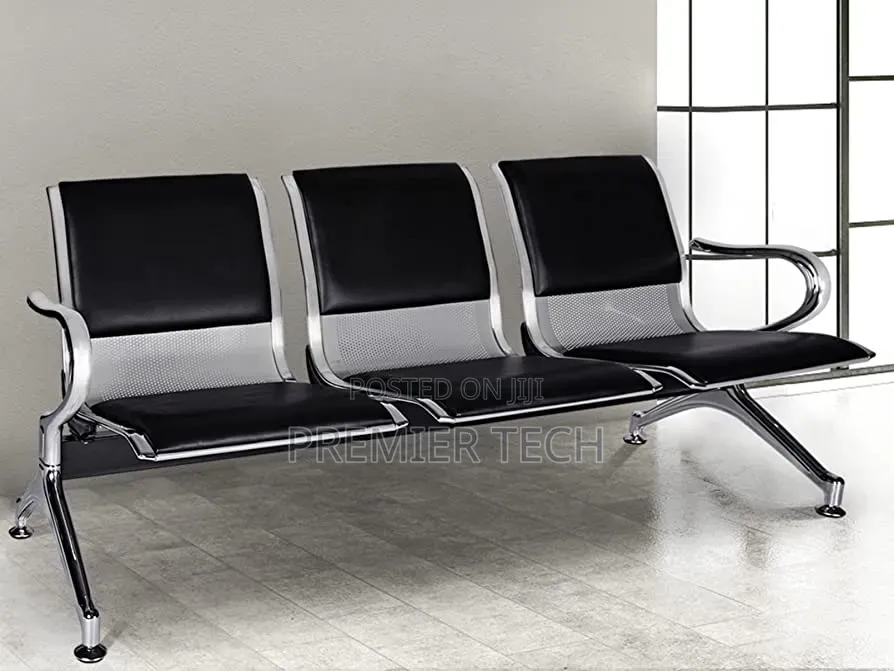 3-Link Padded Metallic Office Waiting Bench