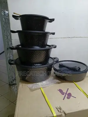Non-Stick Marble Granite Cookware Set With Glass Lids