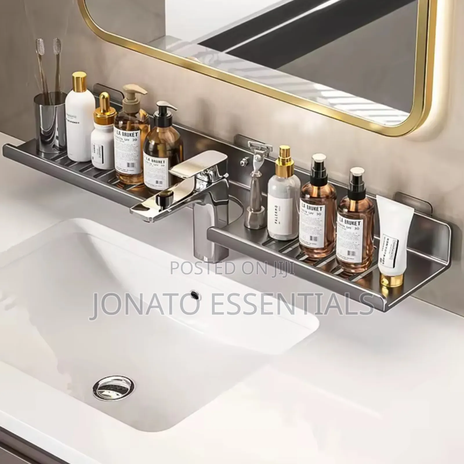 Wall Mounted Bathroom Organizer Shelf No Drill