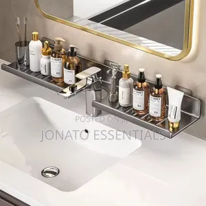 Wall Mounted Bathroom Organizer Shelf No Drill