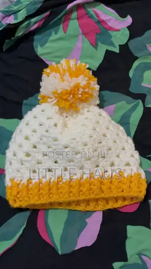 Handmade Crochet Baby Hat | Soft Baby Beanie | White Mustard