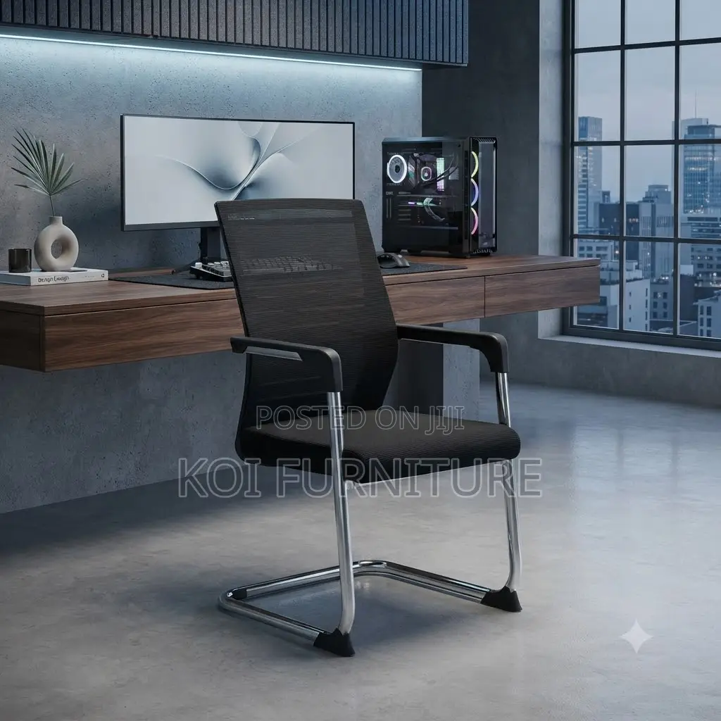 Office Chairs; Cantilever Chrome Frame Mesh Visitor Office Chair
