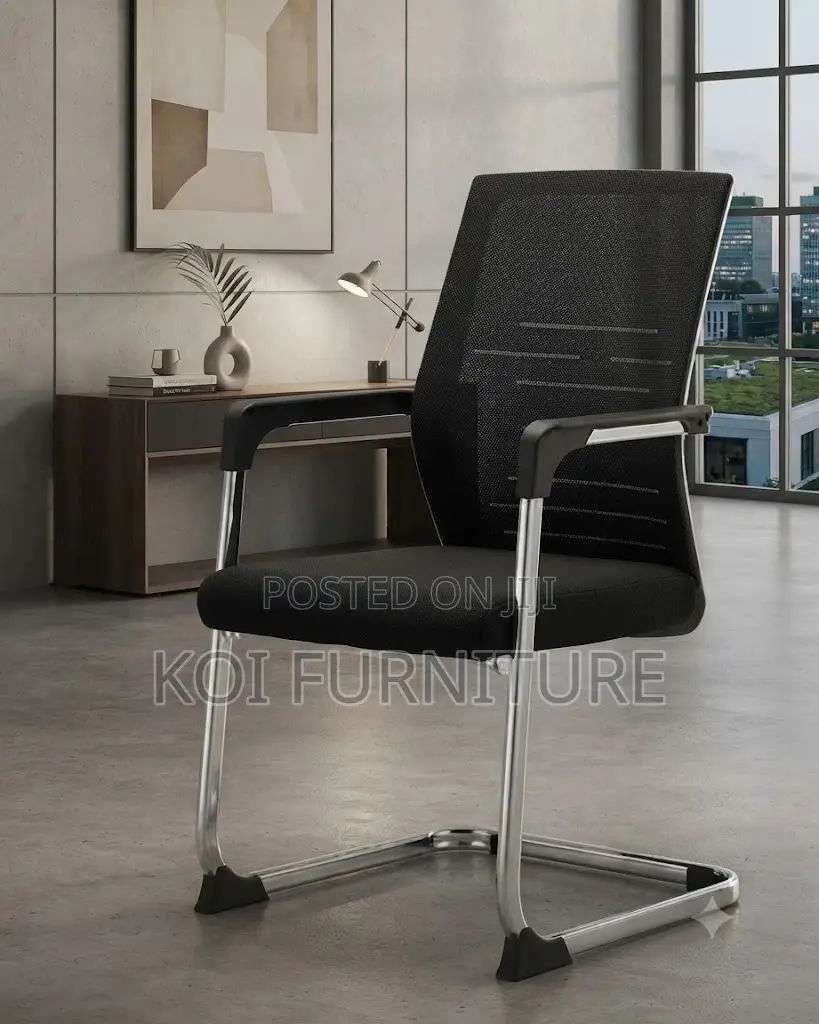 Office Chairs; Cantilever Chrome Frame Mesh Visitor Office Chair