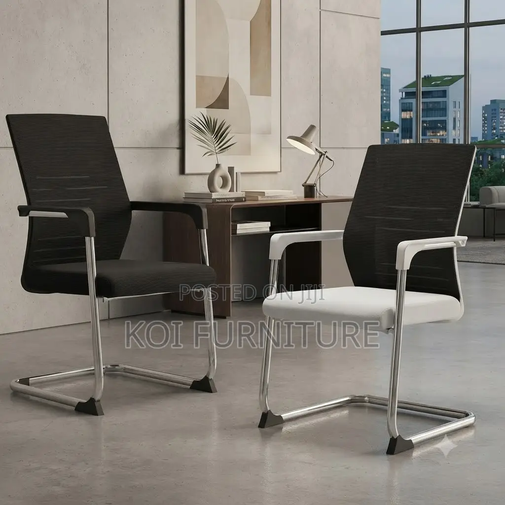 Office Chairs; Cantilever Chrome Frame Mesh Visitor Office Chair