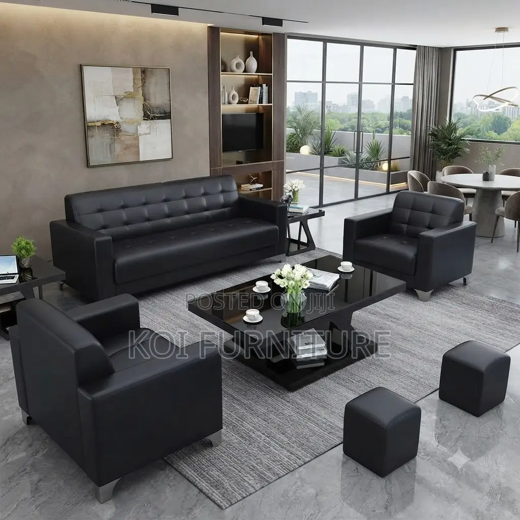 Office Sofa; Five Seaters Executive PU Leather Office Sofa Set