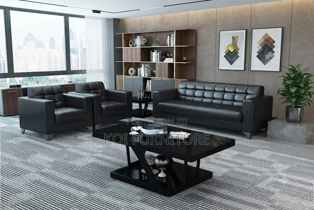 Office Sofa; Five Seaters Executive PU Leather Office Sofa Set