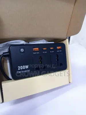 200W Fast Charging Car Inverter Dual AC USB Type-C Adapter