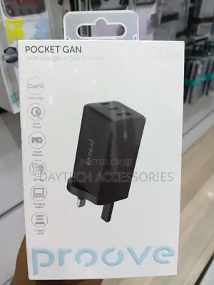 This Is a Proove Pocket GaN Max 100W Wall Charger in Black.