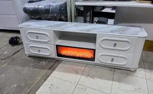 Media Console With Marble Top and Fire Place Pay on Delivery