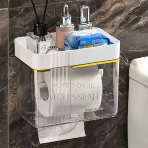 Premium Bathroom Tissue Box Holder With Storage Shelf Waterproof