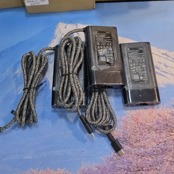 65W HP Branded USB-C Laptop Charger With a Durable Braided Cable.