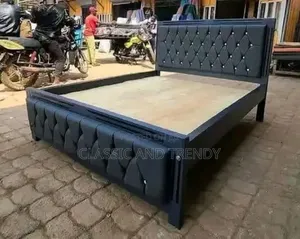 5x6 Black Upholstered Bed