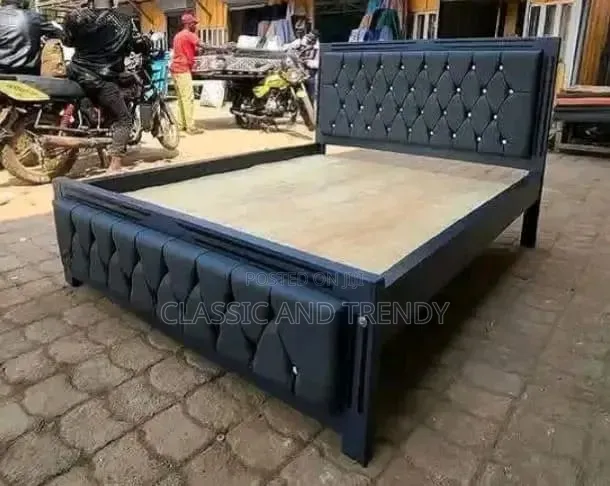 5x6 Black Upholstered Bed